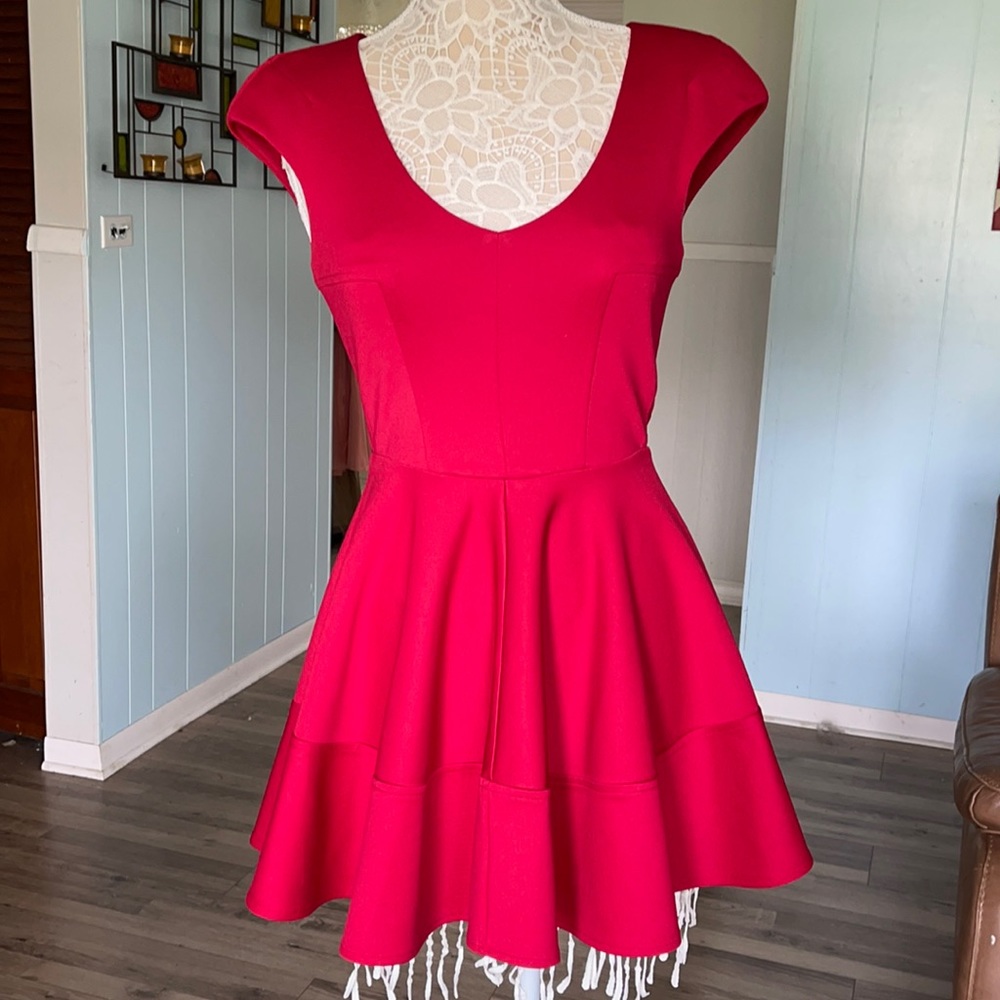 Topshop red fit & flare dress